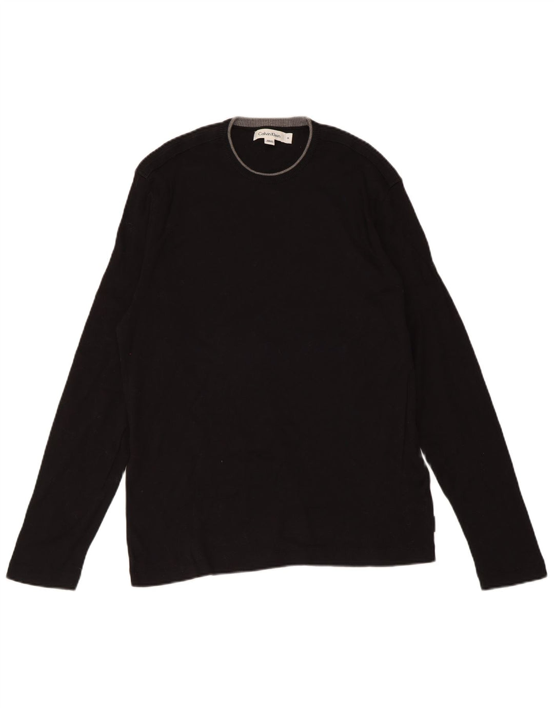 Calvin Klein Herren-Pullover mit Rundhalsausschnitt, mittelschwarze Baumwolle