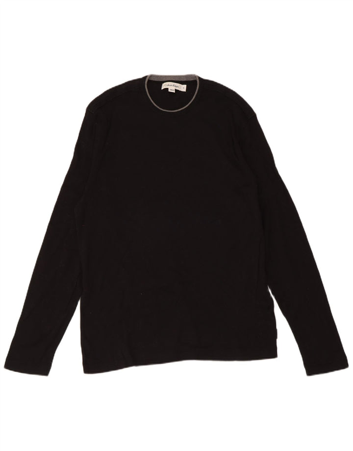 Calvin Klein Herren-Pullover mit Rundhalsausschnitt, mittelschwarze Baumwolle