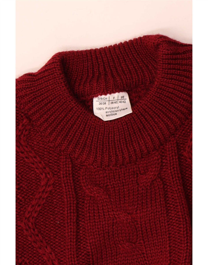 Vintage Damen Übergroßer Pullover mit Rundhalsausschnitt EU 38/40 Medium Maroon