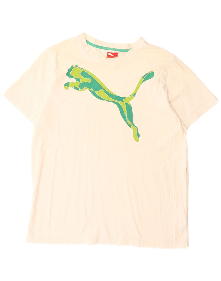 Puma Herren-T-Shirt mit Grafik, groß, aus weißer Baumwolle
