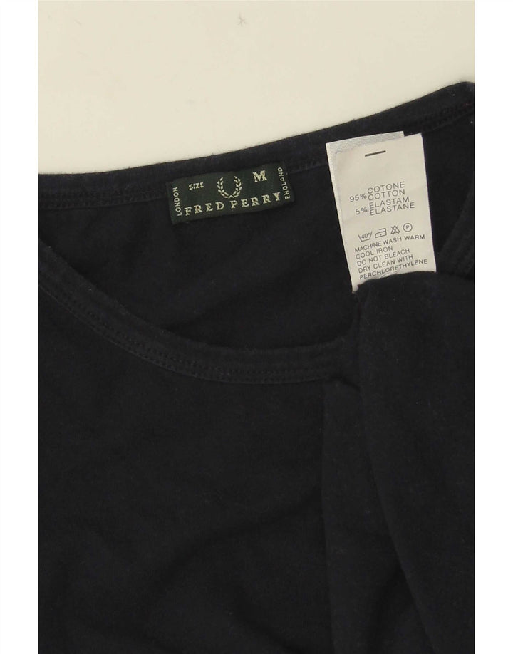 Fred Perry Damen Crop Vest Top UK 12 Mittelschwarze Baumwolle