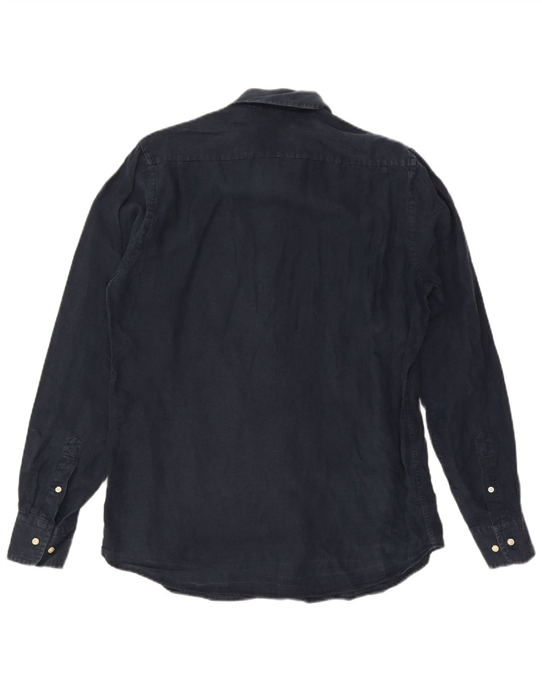 Massimo Dutti Herrenhemd Medium Marineblau Leinen