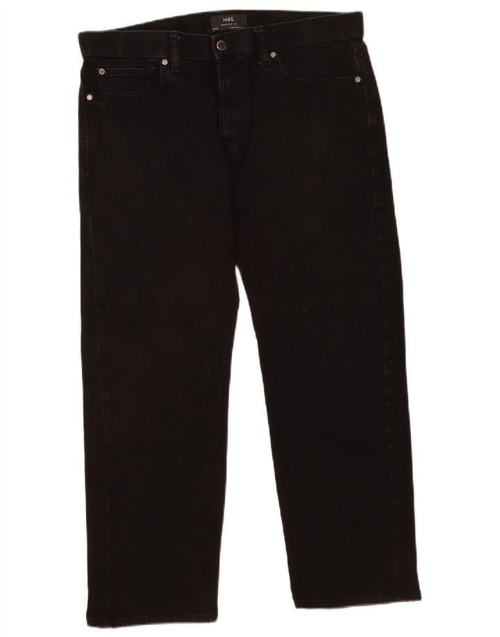 Marks & Spencer Herren Straight Jeans W36 L26 Schwarz