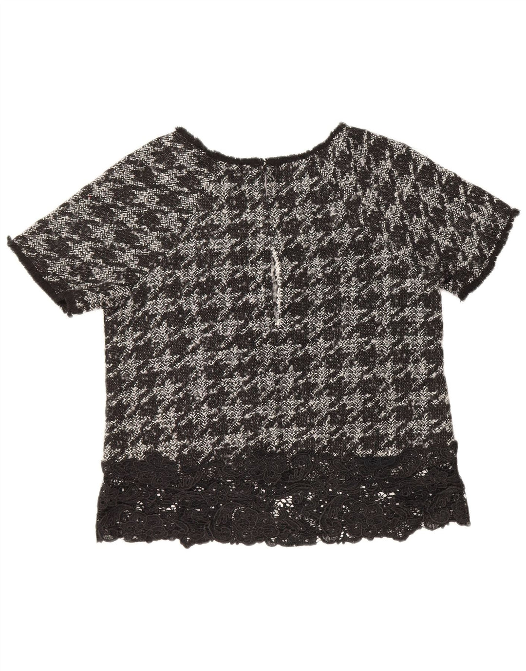 Rick Cardona Damen-Blusenoberteil UK 12 Mittelschwarzes Hahnentritt-Polyester
