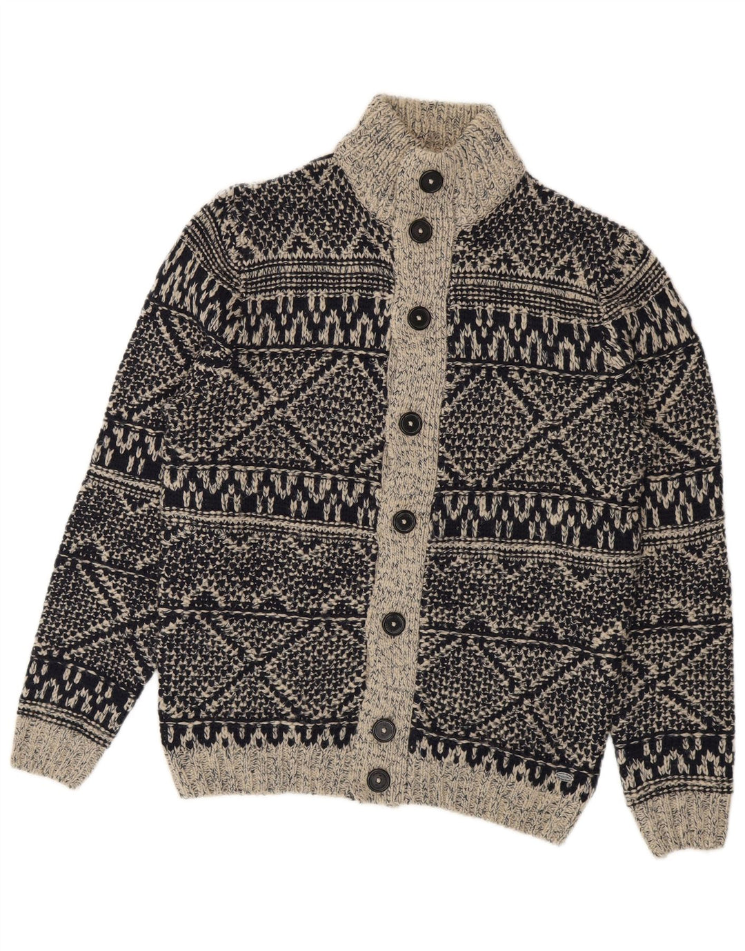 Angelo Litrico Herren-Strickjacke, mittleres Marineblau, Fair-Isle-Acryl