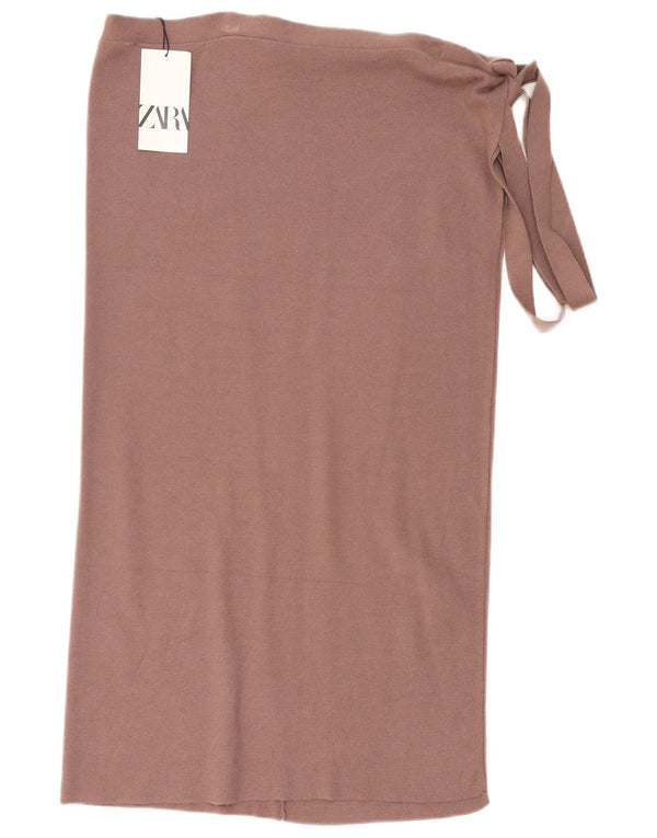 Zara Damen Strick-Wickelrock Medium W28 Braune Viskose