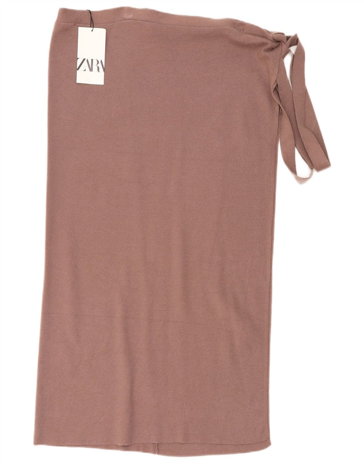 Zara Damen Strick-Wickelrock Medium W28 Braune Viskose