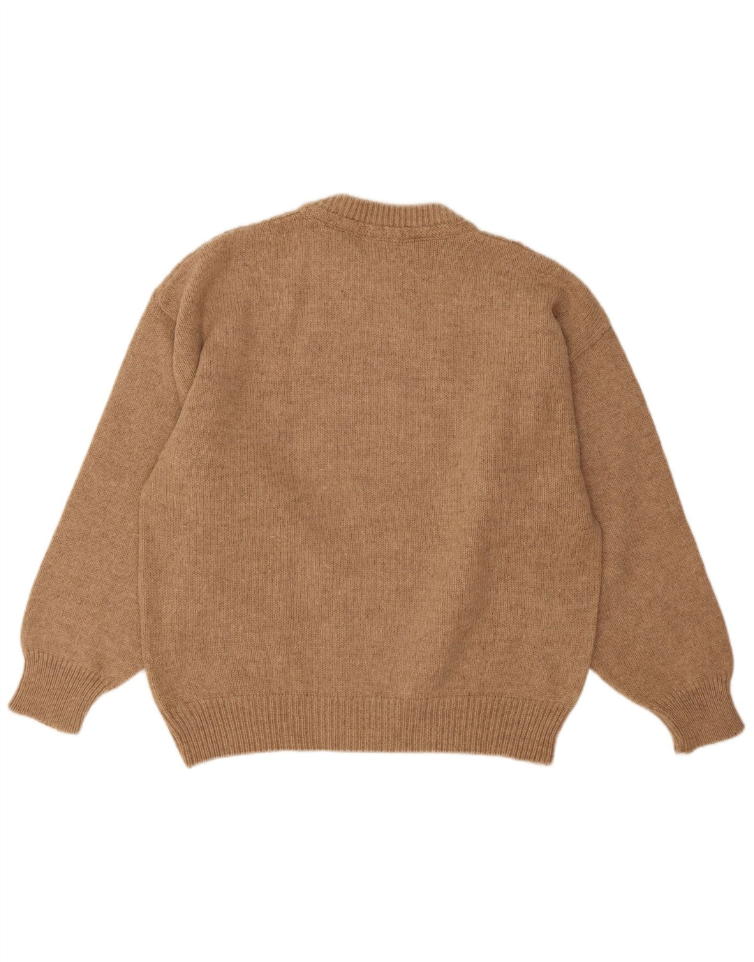 Tobia System Herren-Pullover mit Rundhalsausschnitt, IT 48, mittelbeige Wolle