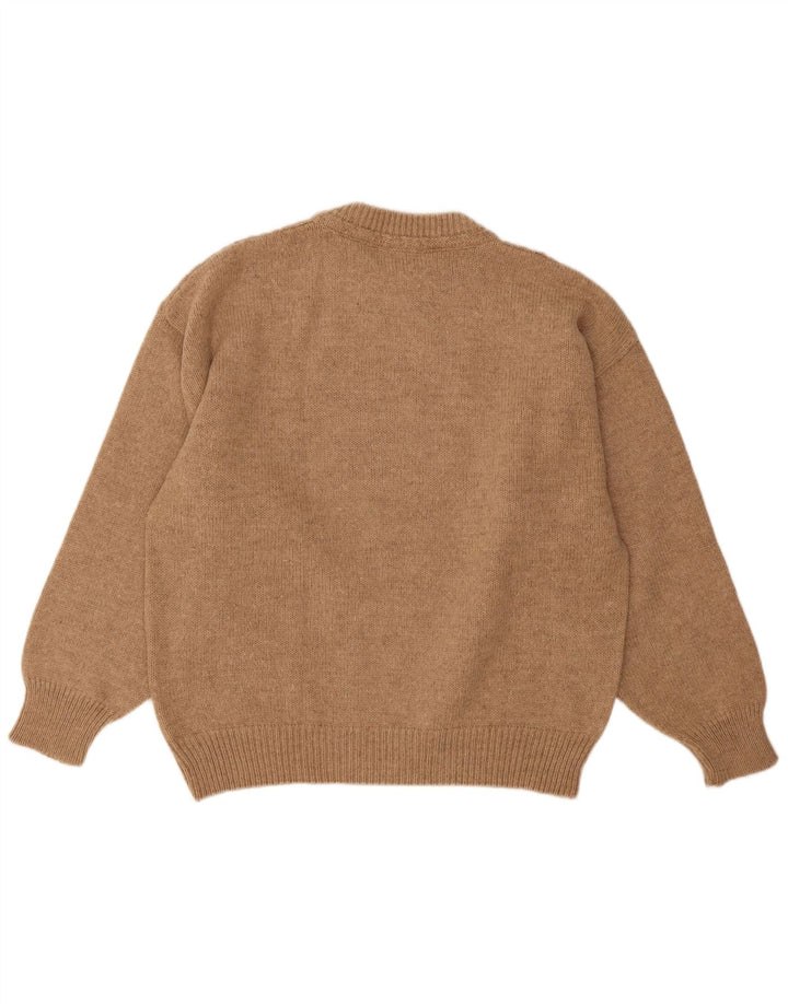 Tobia System Herren-Pullover mit Rundhalsausschnitt, IT 48, mittelbeige Wolle