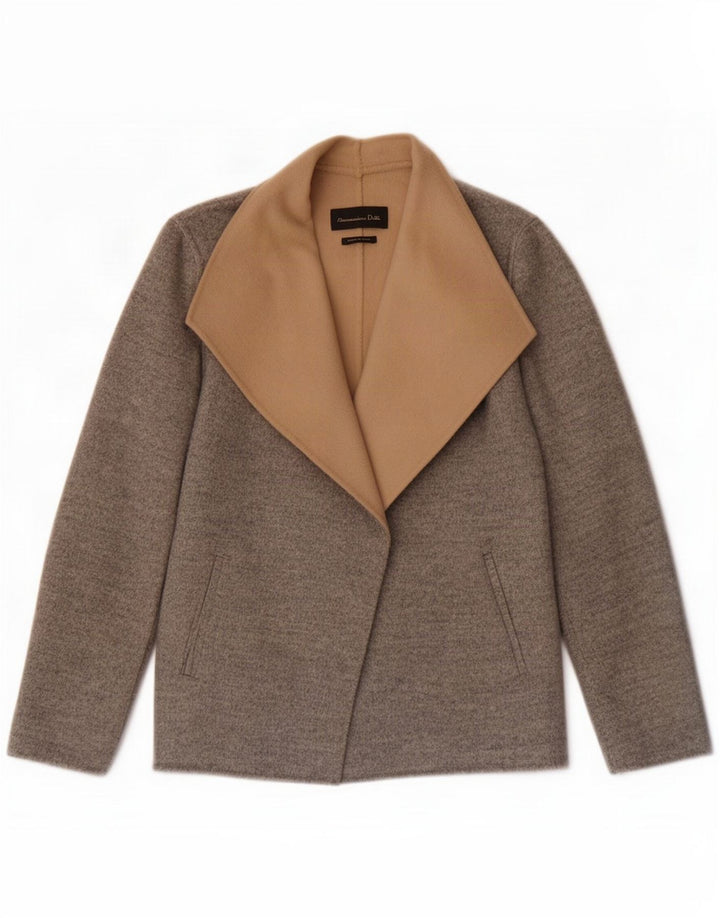 Massimo Dutti Womens Open Blazer Jacket UK 14 Medium Grey Wool