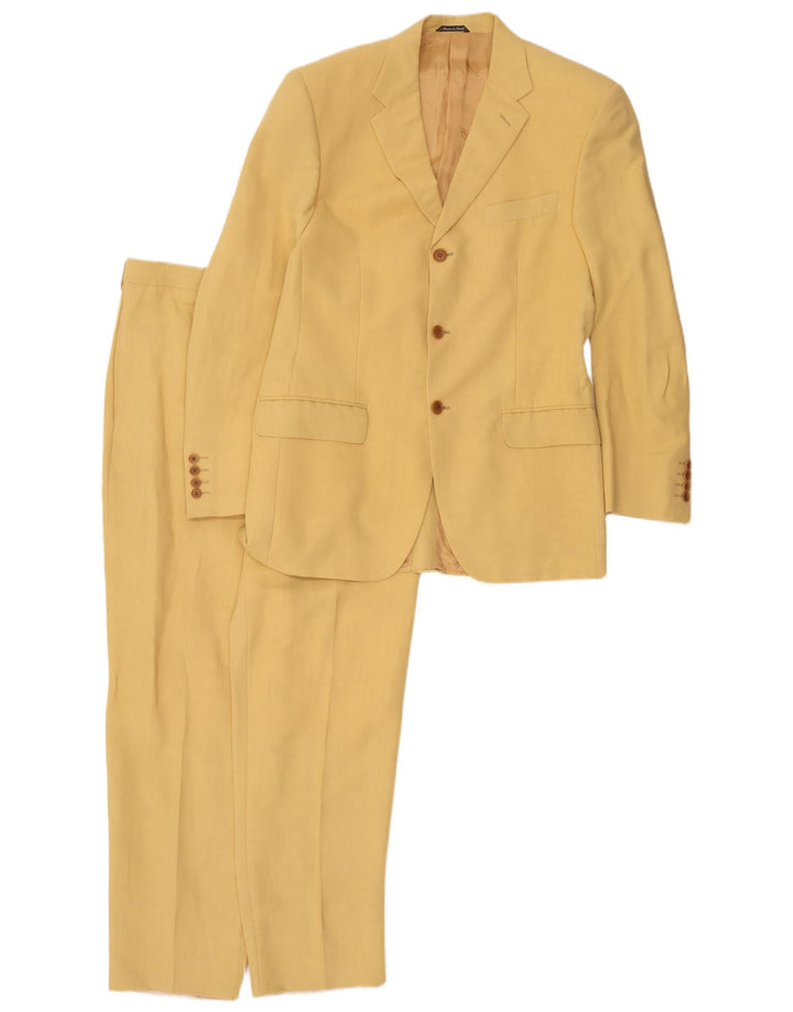 Missoni Herren-Anzug mit 3 Knöpfen, 2-teilig, IT 50, Größe L, W34, L30, gelbe Viskose