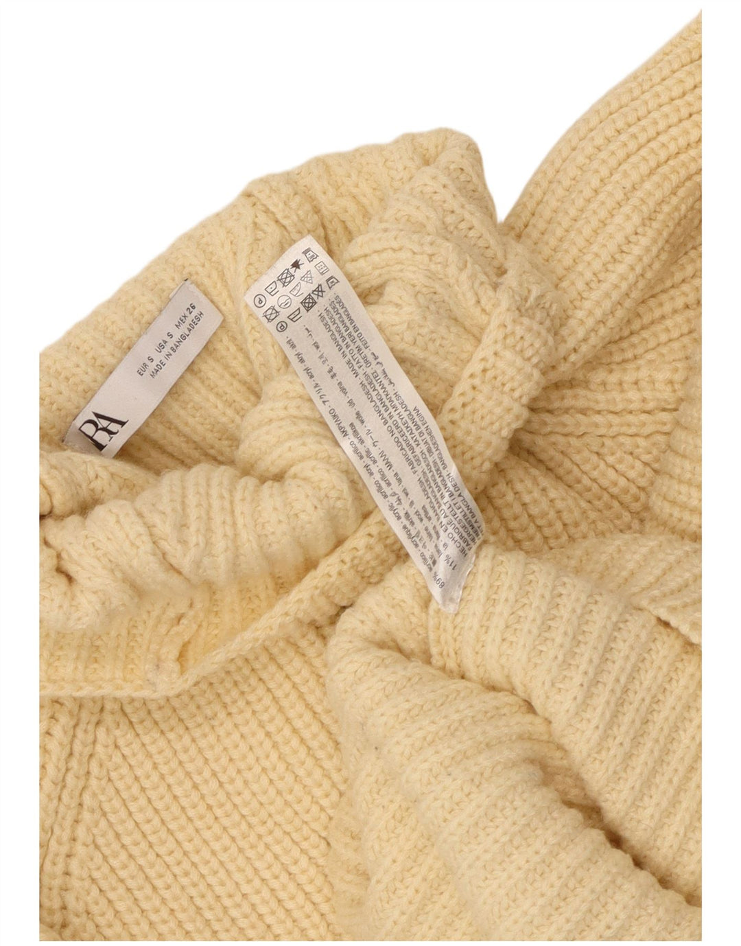 ZARA Damen Crop Oversized Rollkragenpullover Pullover UK 10 Small Gelb