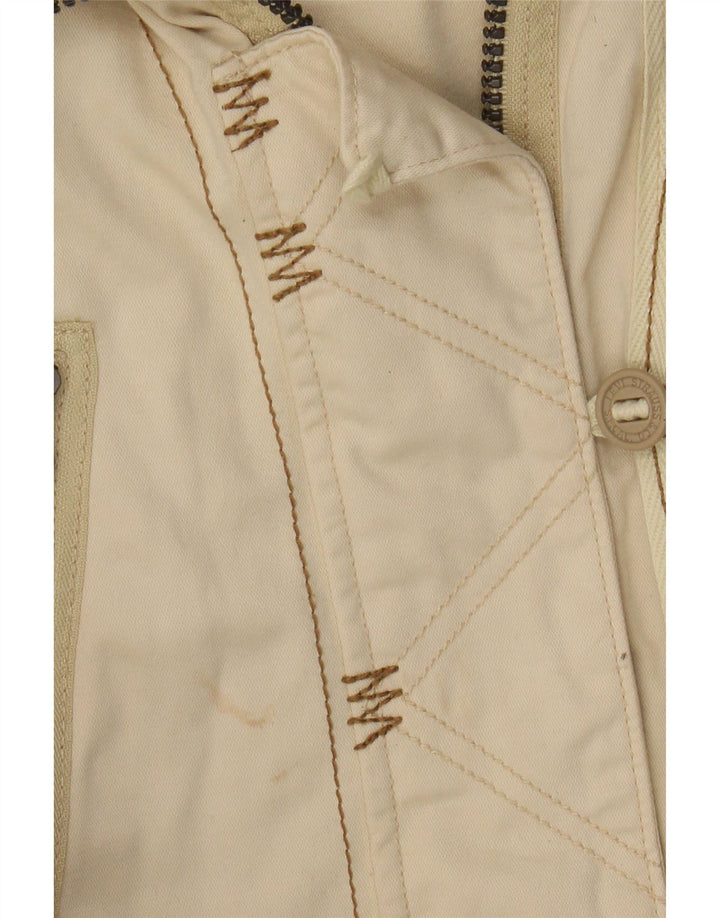 Levi's Womens Graphic Hooded Utility Jacket UK 10 Small Beige Baumwolle