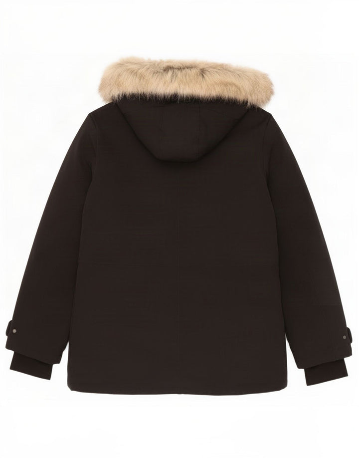 Zara Damen-Jacke mit Kapuze, gepolstert, UK 16, Größe L, Schwarz, Polyester