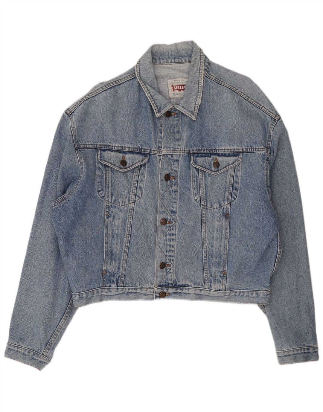 Sisley Herren Jeansjacke UK 42 XL Blaue Baumwolle