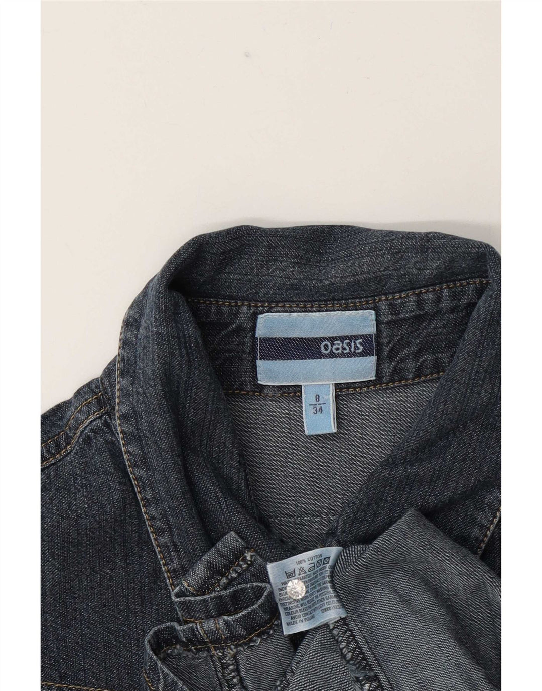 Oasis Damen Jeanshemd UK 8 Small Marineblau Baumwolle