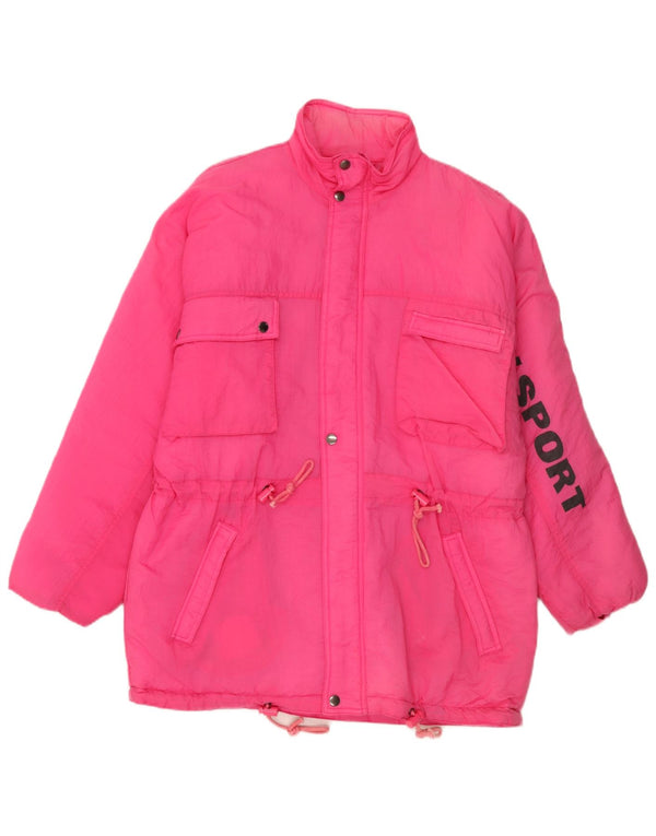 Vintage Skijacke für Mädchen mit Grafik, 15–16 Jahre, Rosa, Polyamid