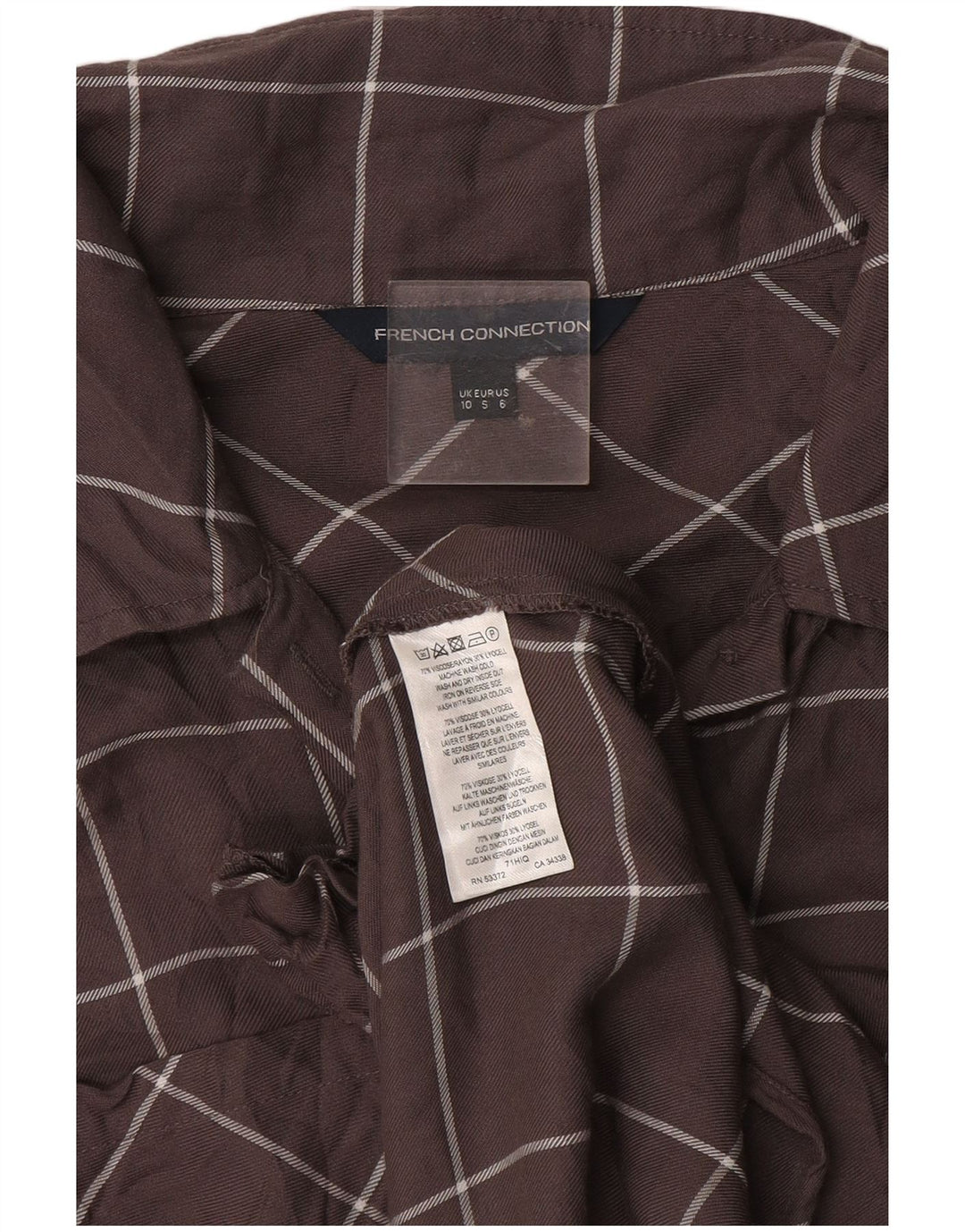 French Connection Damen-Etuikleid mit langen Ärmeln, Gr. 10, klein, grau kariert