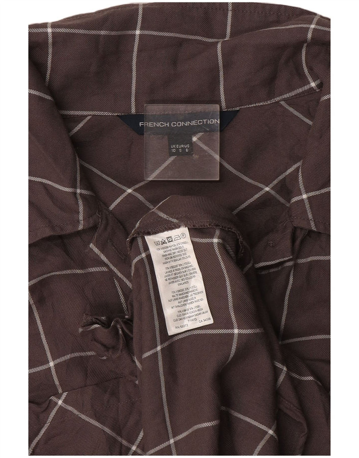 French Connection Damen-Etuikleid mit langen Ärmeln, Gr. 10, klein, grau kariert