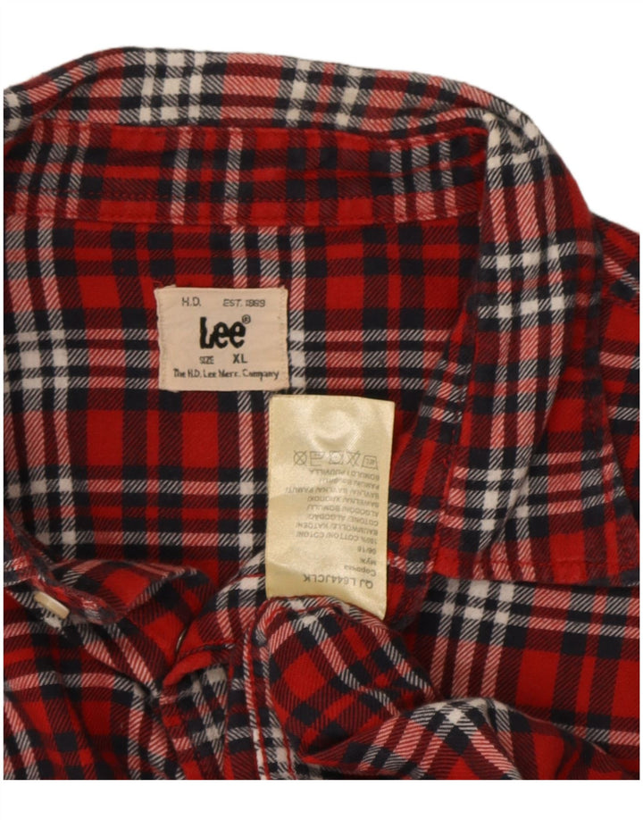 Lee Herren-Flanellhemd XL, rot kariert, Baumwolle
