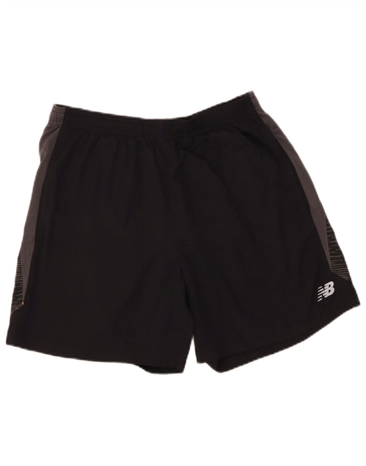 New Balance Herren-Sportshorts, groß, schwarzes Farbblock-Polyester