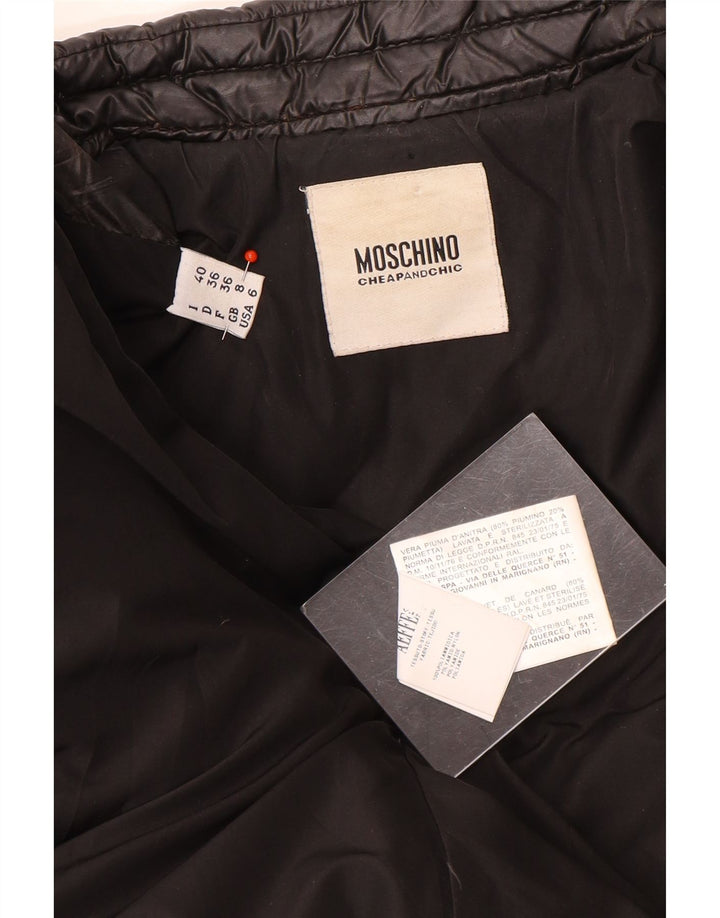 Moschino Damen Zweireihiger, gepolsterter Mantel, Größe S, Schwarz, Polyamid