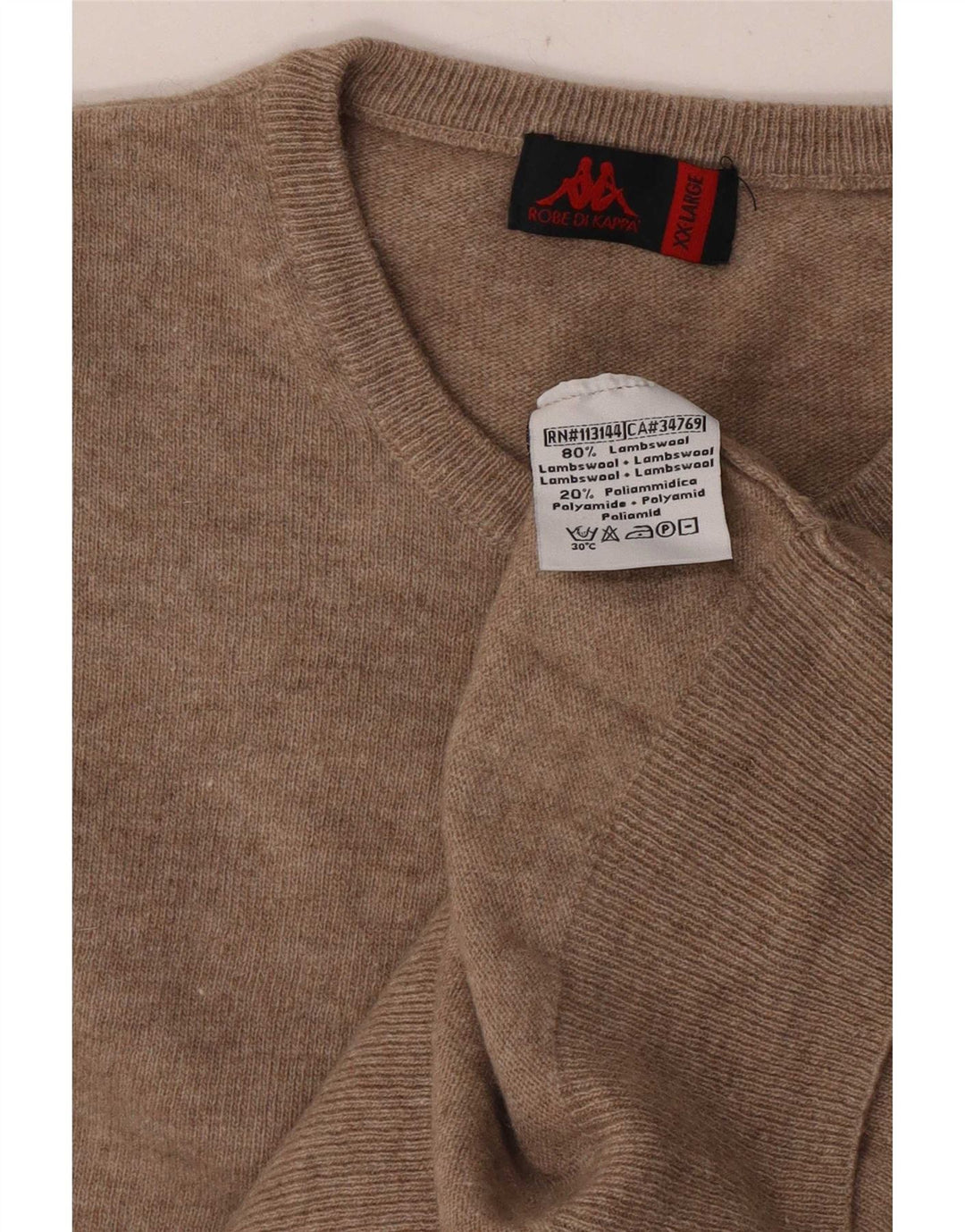 Kappa Herren-Pullover mit Rundhalsausschnitt, 2XL, beige Lammwolle