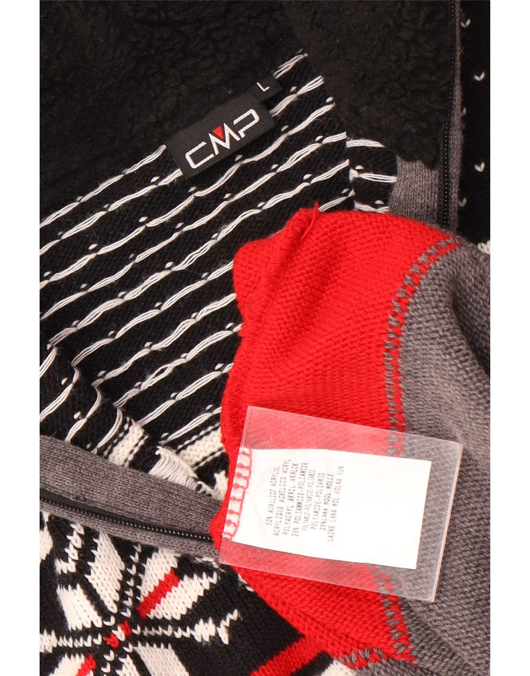 CMP Herren-Pullover mit Reißverschluss am Hals, groß, Grau, Fair-Isle-Acryl