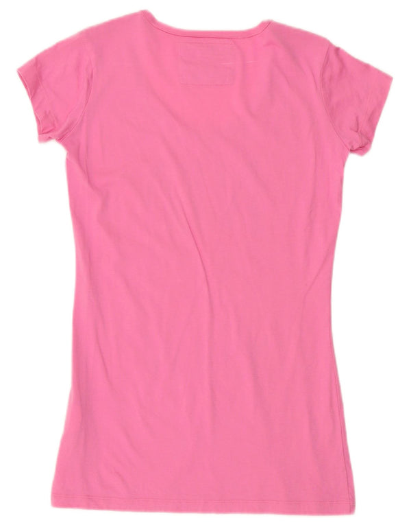 Calvin Klein Jeans Damen Grafik-T-Shirt-Oberteil UK 14 Mittelrosa Baumwolle