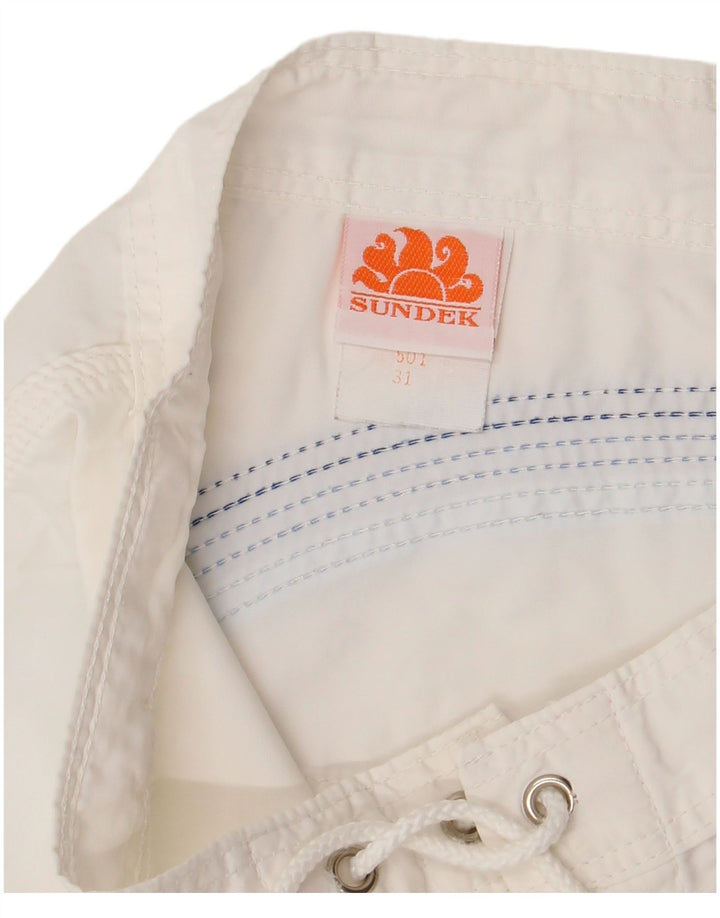 SUNDEK Herren-Badeshorts aus mittelweiß gestreiftem Nylon