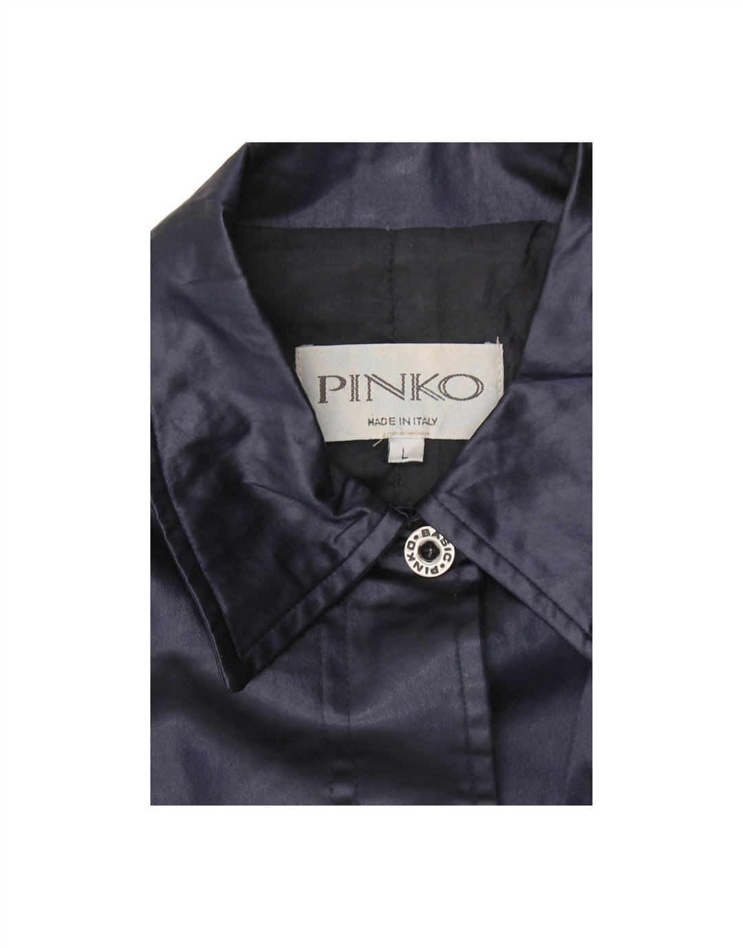 PINKO Womens Bomber Jacket UK 14 Large Navy Blue Acetate Vintage Pinko and Second-Hand Pinko from Messina Hembry 
