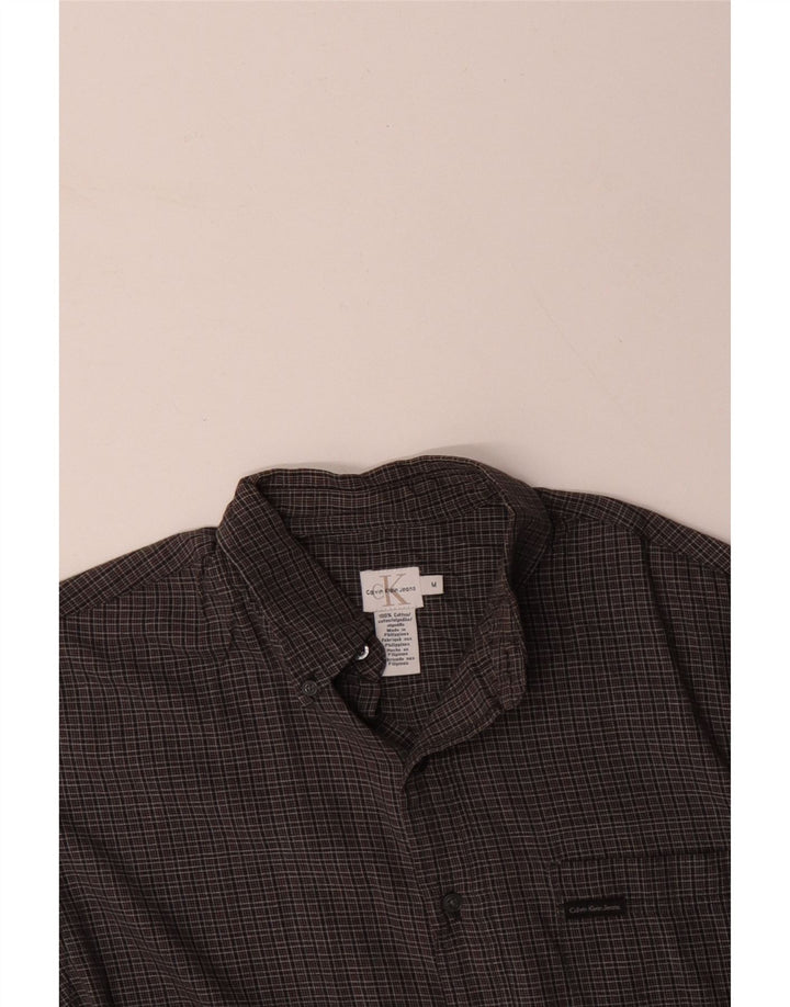 CALVIN KLEIN JEANS Herrenhemd mittelgraue Gingham-Baumwolle