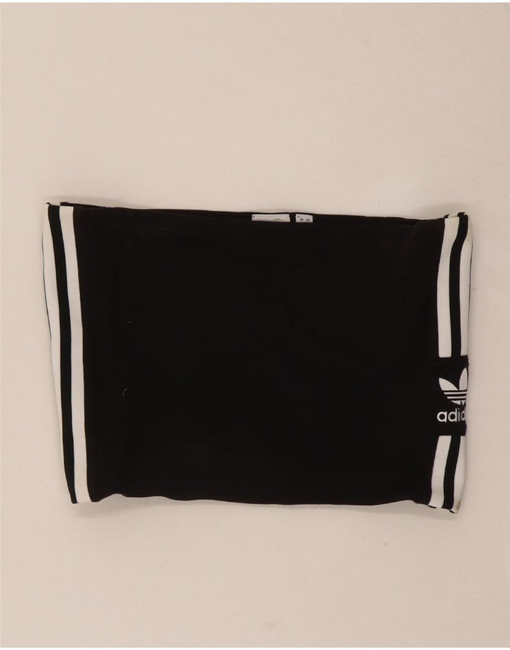 Adidas Damen Crop Trägerloses Top UK 12 Mittelschwarze Baumwolle