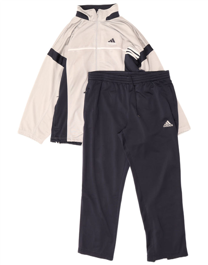 Adidas Herren-Trainingsanzug, UK, 38/40, mittelgraues Colourblock-Polyester