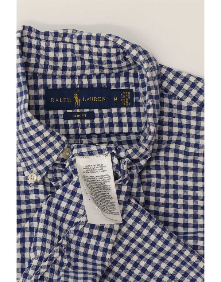 Ralph Lauren Slim-Fit-Hemd für Herren aus mittelblauer Gingham-Baumwolle