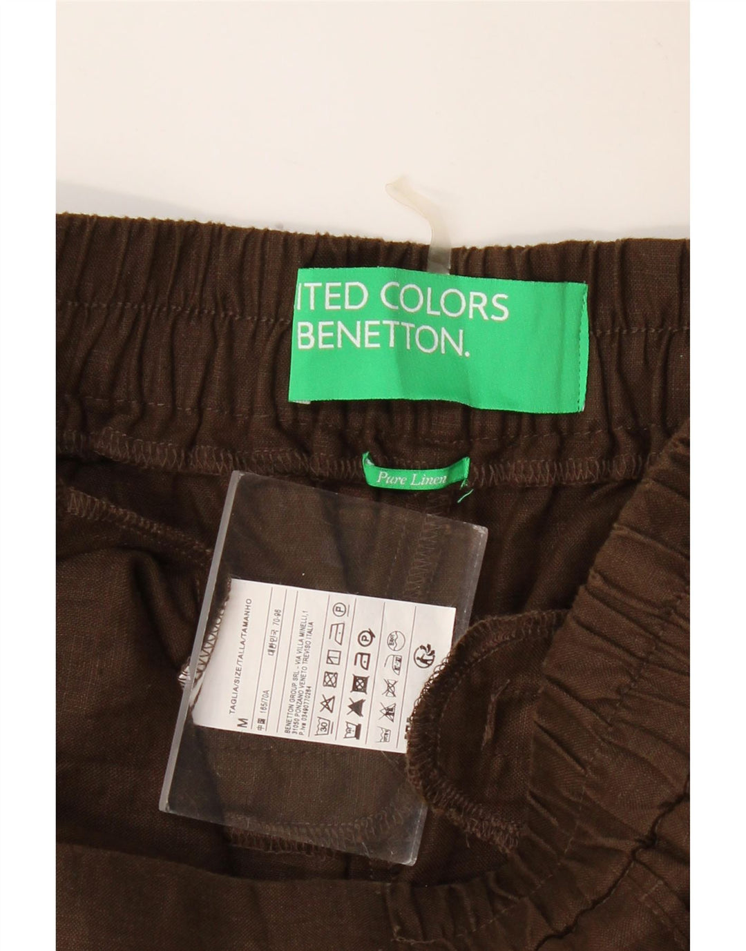 BENETTON Tapered Chino-Hose für Damen, Größe M, W28, L27, Braun, Leinen