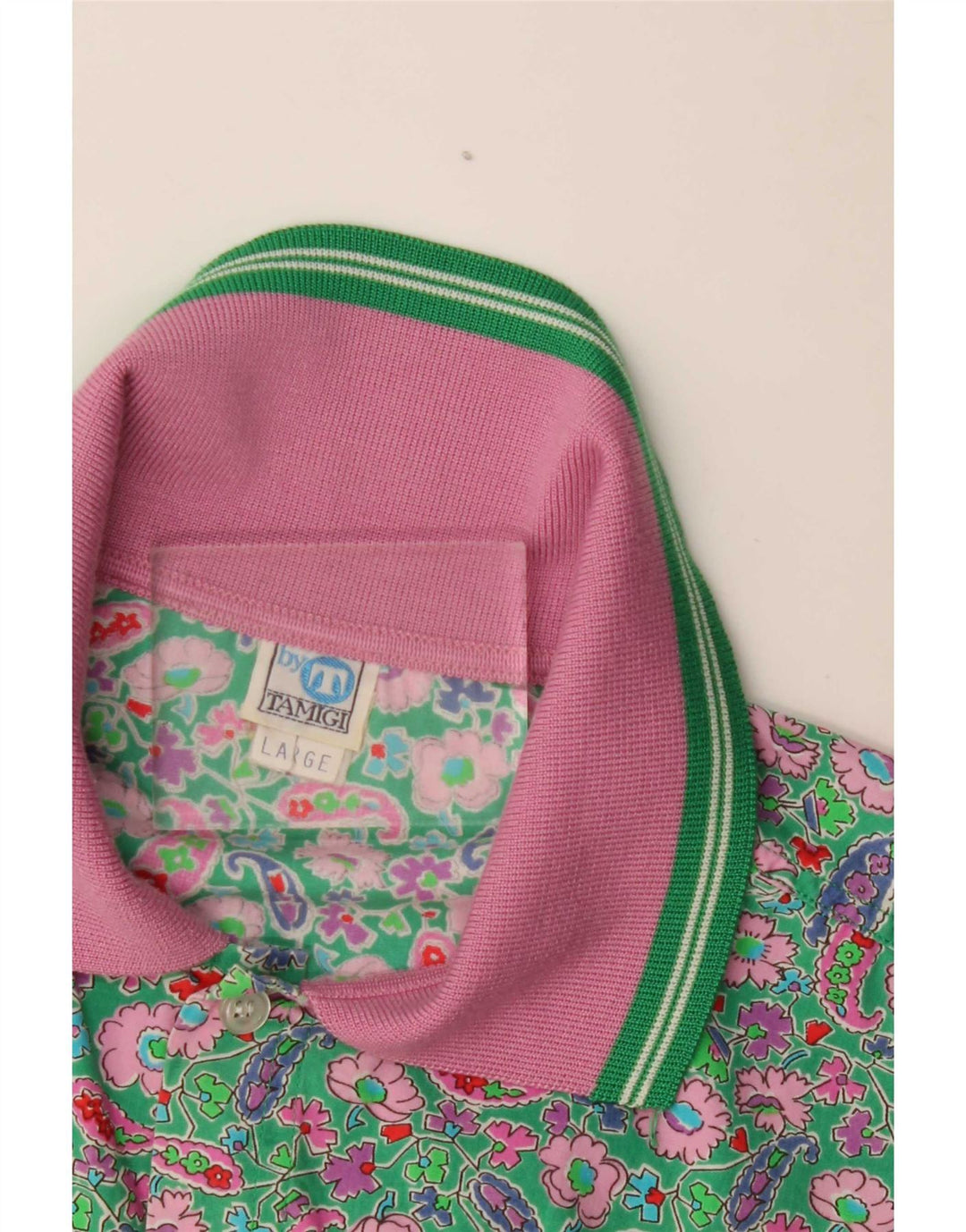 Vintage Herren Kurzarmhemd Großes grünes Paisley