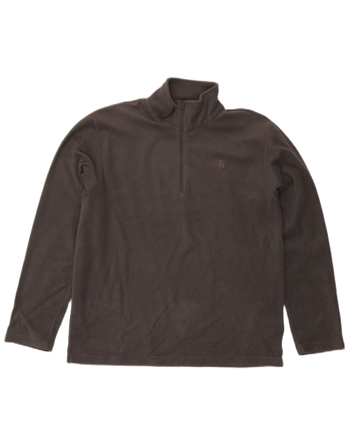 The North Face Herren-Fleecepullover mit Reißverschluss am Hals, großes graues Polyester