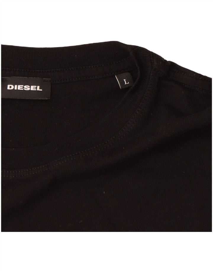 Diesel Herren-T-Shirt mit Grafik, groß, aus schwarzer Baumwolle