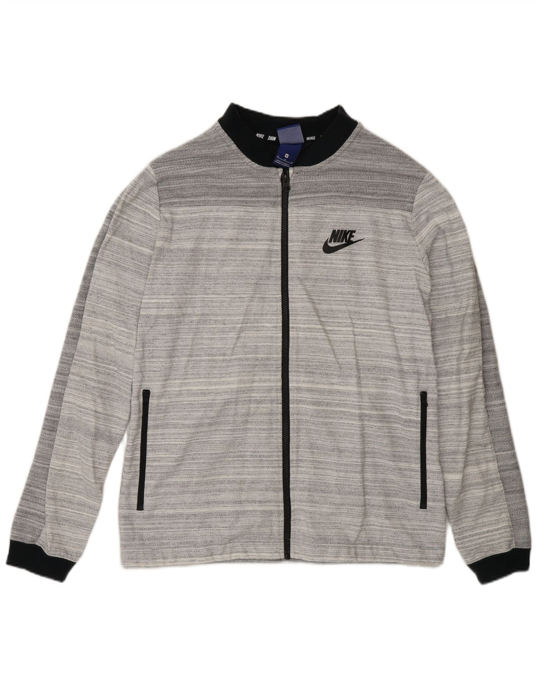 Nike Damen-Trainingsanzugoberteil mit normaler Passform, mittelgraue gestreifte Baumwolle