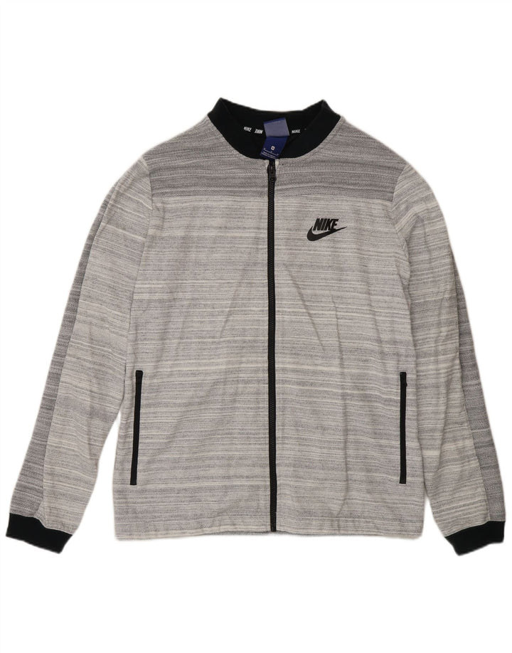 Nike Damen-Trainingsanzugoberteil mit normaler Passform, mittelgraue gestreifte Baumwolle
