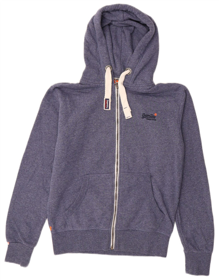 SUPERDRY Herren-Kapuzenpullover mit Reißverschluss, mittelblaue Baumwolle
