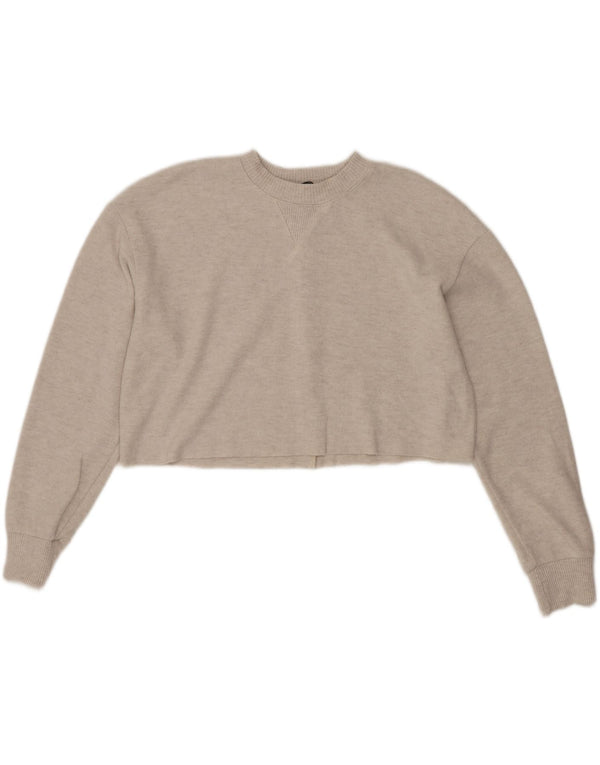 Zara Damen Crop Bluse Top UK 14 Medium Beige