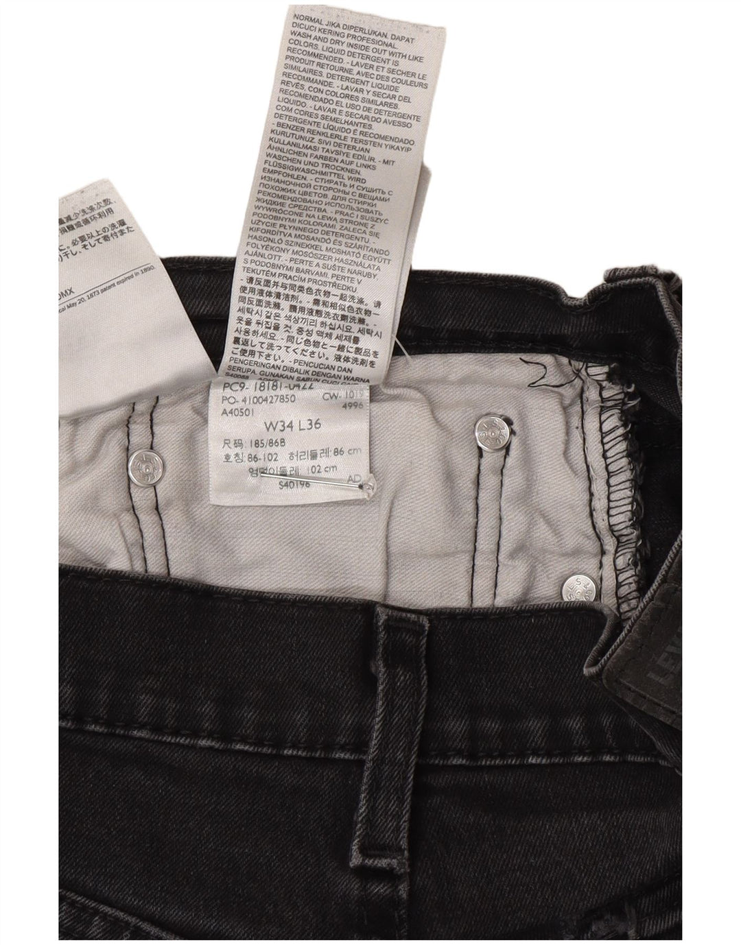 Levi's Herren 541 Straight Jeans W34 L36 Graue Baumwolle
