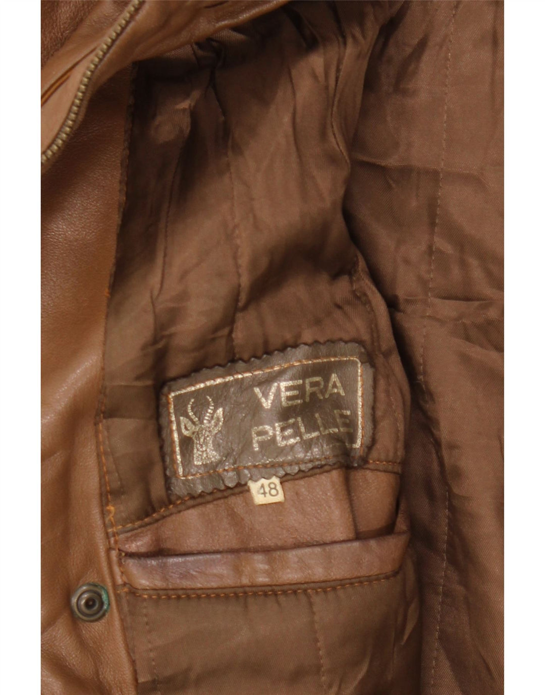 VINTAGE Damen Lederjacke IT 48 XL Braunes Leder