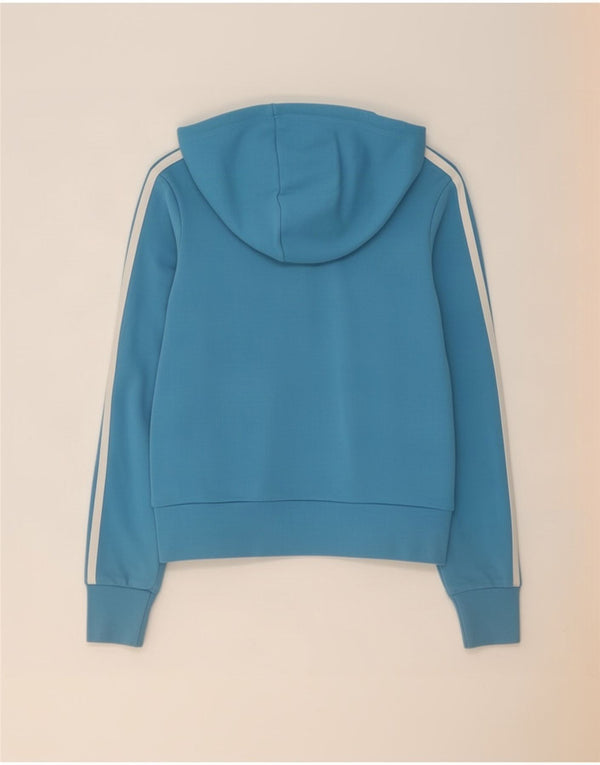 Adidas Damen Zip Hoodie Pullover UK 12 Mittelblaue Baumwolle
