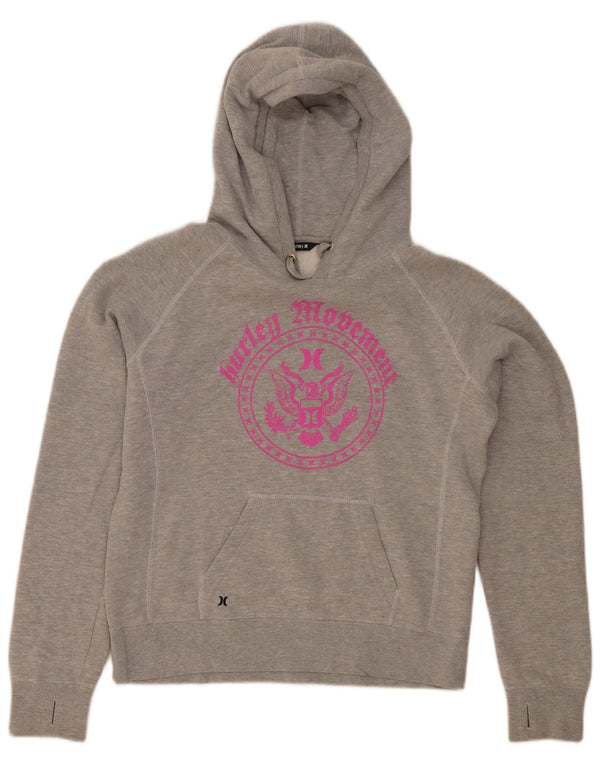 Hurley Damen-Kapuzenpullover mit Grafik, UK 44, Größe L, grau geflecktes Polyester