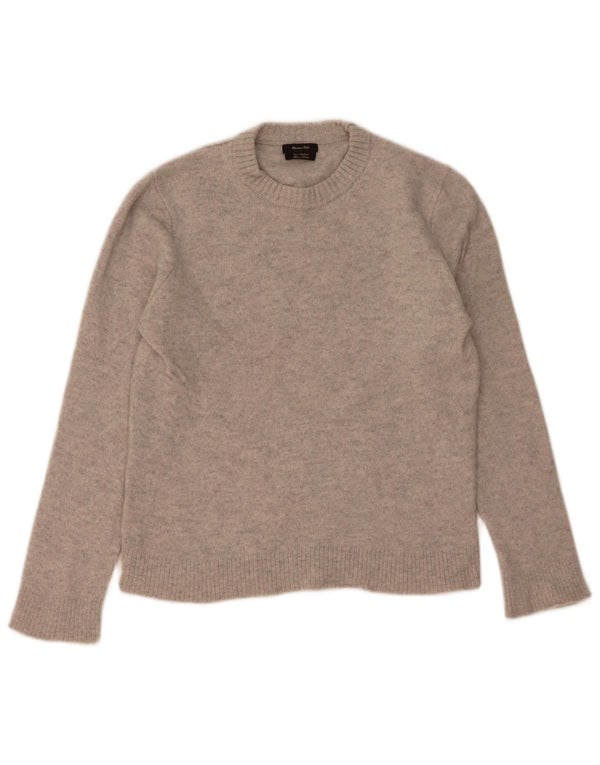 Massimo Dutti Damen-Pullover mit Rundhalsausschnitt, UK 14, Mittelgrau meliert
