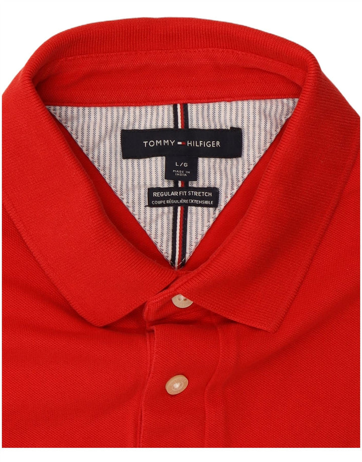 Tommy Hilfiger Herren-Poloshirt mit normaler Passform, große rote Baumwolle