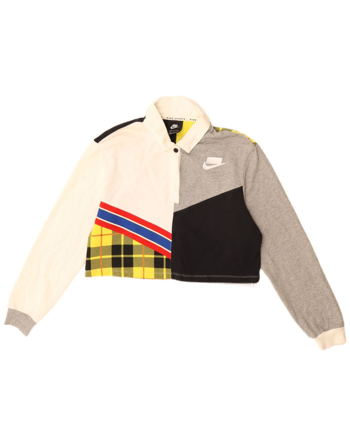 NIKE Womens Oversized Crop Rugby Poloshirt UK 10 Small Mehrfarbig